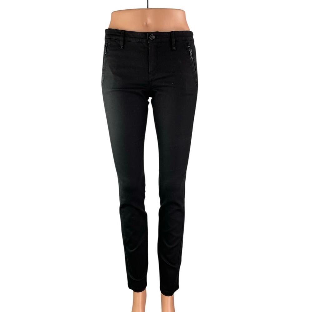 Club Monaco Women's Black Low Waist Zip Pockets Slim Fit Skinny Trousers Pants 2